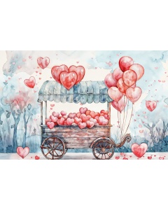 Fabric Photography Background Valentine's Day Balloon Cart / Backdrop 6051