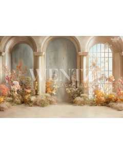 Fabric Photography Background Mother's Day Arches with Flowers / Backdrop 5832