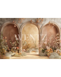 Fabric Photography Background Mother's Day Arches with Flowers / Backdrop 5823