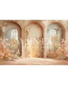 Fabric Photography Background Mother's Day Arches with Flowers / Backdrop 5830