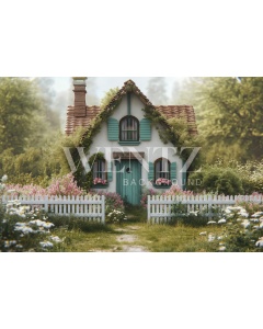 Fabric Photography Background Easter House / Backdrop 5596