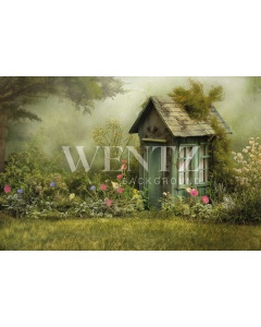 Fabric Photography Background Easter House / Backdrop 5647