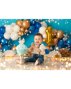 Fabric Photography Background Scenarios Blue Golden Balloon Newborn / Backdrop 2022