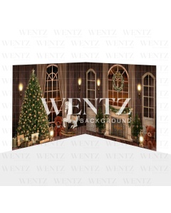 Photography Background in Fabric Christmas Living Room Set 2D / WTZ143