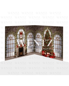 Photography Background in Fabric Christmas Living Room Set 2D / WTZ145