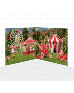 Photography Background in Fabric Christmas Circus Set 2D / WTZ152