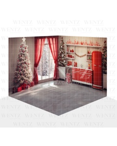 Photography Background in Fabric Christmas Kitchen Set 3D / WTZ183